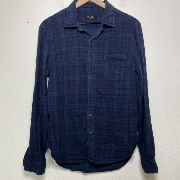 Velvet by Graham & Spencer Tops - Velvet by Graham &‎ Spencer Women Flannel Shirt Medium Blue Academia Cabincore